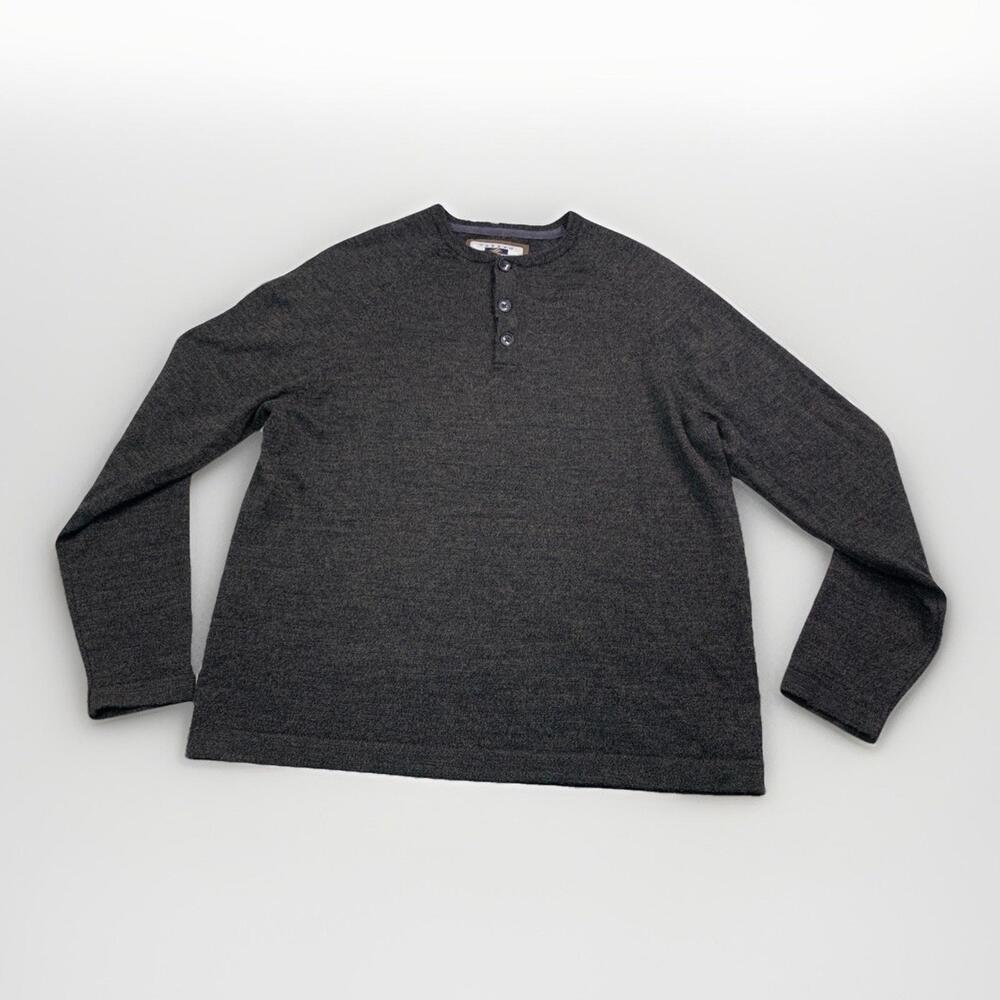 Joseph Abboud Wool Blend Brown Quarter Button Knit Sweater Men’s L Merino Wool